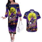 We Are Storm Halloween Couples Matching Off The Shoulder Long Sleeve Dress and Hawaiian Shirt Pumpkin Scary Spooky Season - Aussie Hoodie