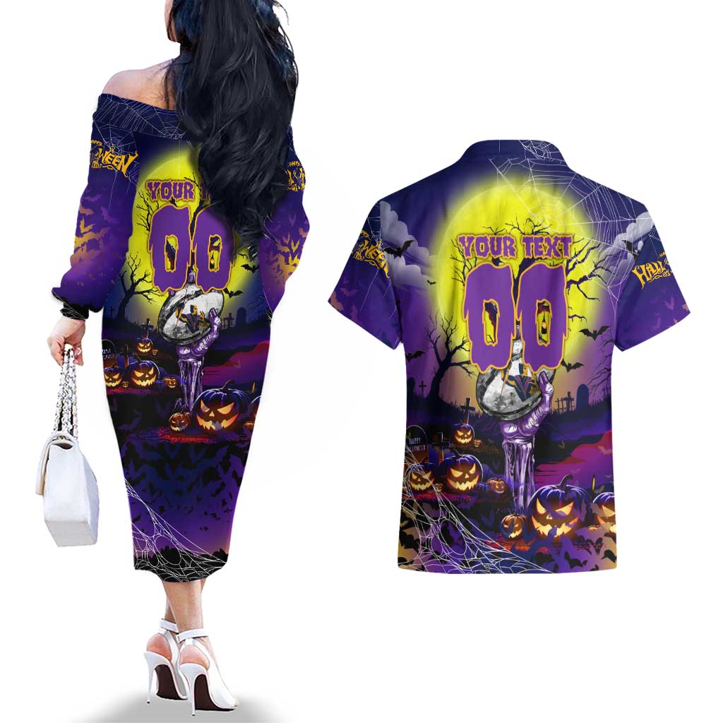 We Are Storm Halloween Couples Matching Off The Shoulder Long Sleeve Dress and Hawaiian Shirt Pumpkin Scary Spooky Season - Aussie Hoodie
