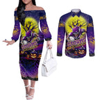 We Are Storm Halloween Couples Matching Off The Shoulder Long Sleeve Dress and Long Sleeve Button Shirt Pumpkin Scary Spooky Season - Aussie Hoodie