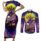 We Are Storm Halloween Couples Matching Short Sleeve Bodycon Dress and Long Sleeve Button Shirt Pumpkin Scary Spooky Season - Aussie Hoodie