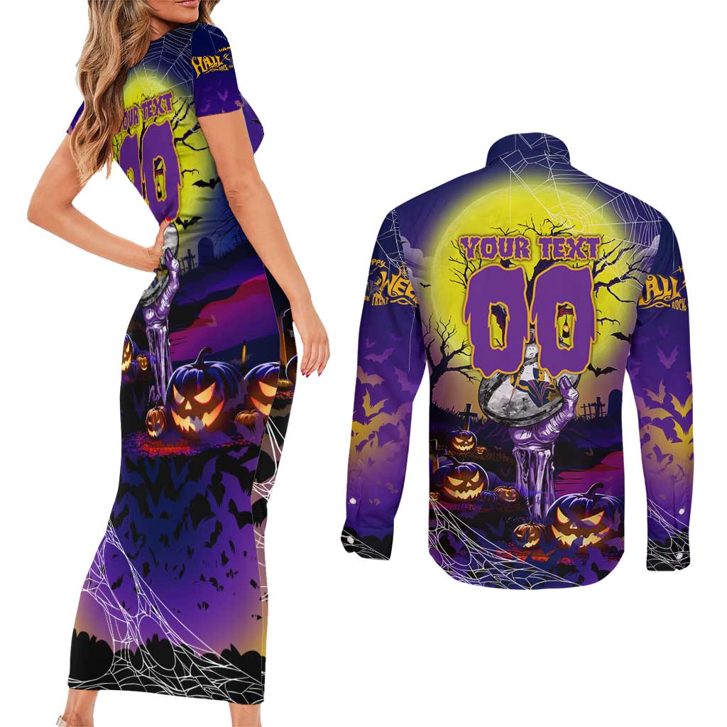 We Are Storm Halloween Couples Matching Short Sleeve Bodycon Dress and Long Sleeve Button Shirt Pumpkin Scary Spooky Season - Aussie Hoodie