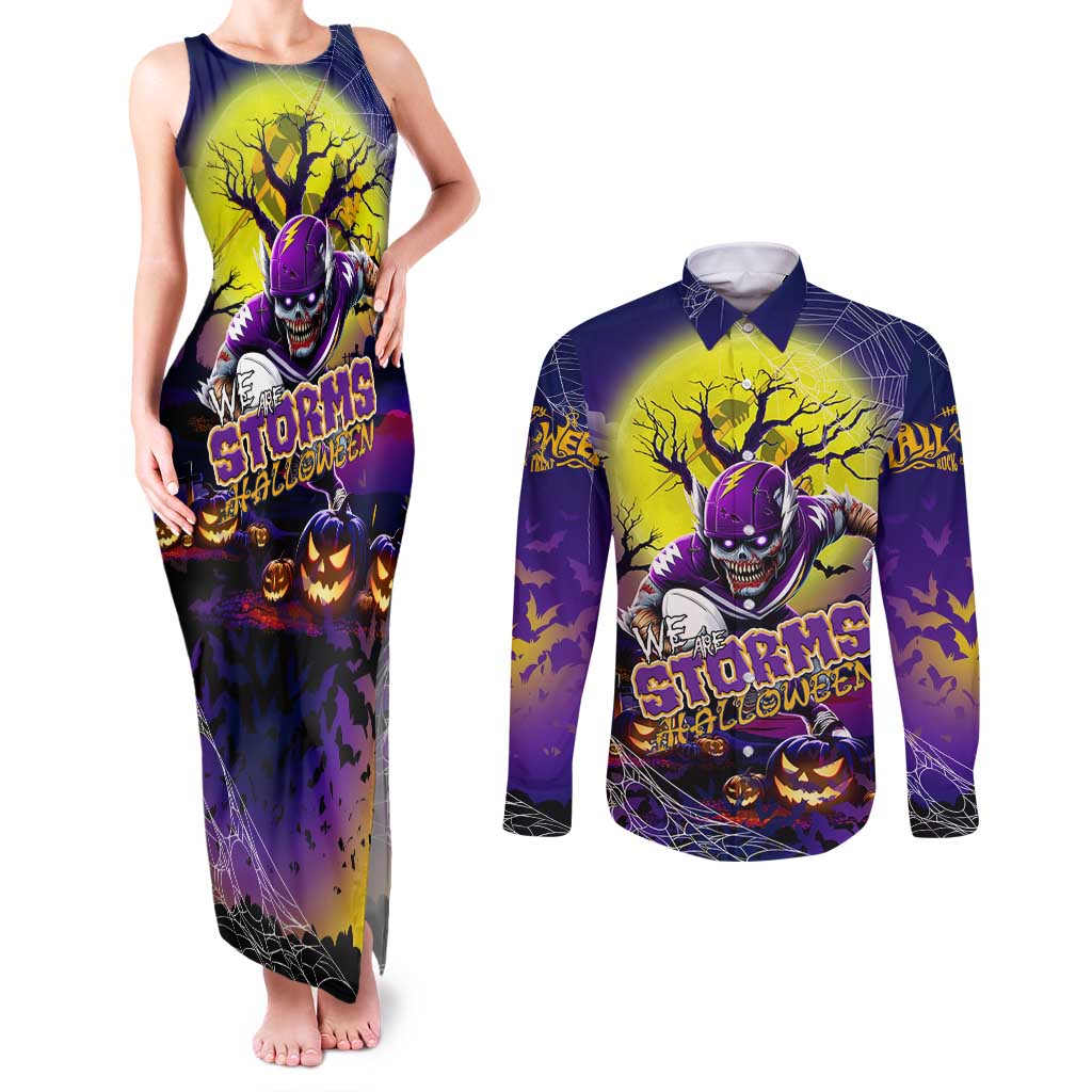 We Are Storm Halloween Couples Matching Tank Maxi Dress and Long Sleeve Button Shirt Pumpkin Scary Spooky Season - Aussie Hoodie