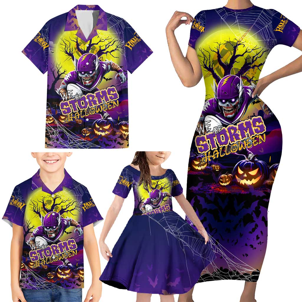 We Are Storm Halloween Family Matching Short Sleeve Bodycon Dress and Hawaiian Shirt Pumpkin Scary Spooky Season - Aussie Hoodie