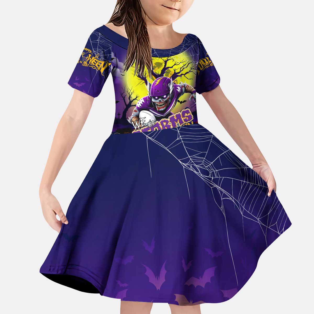 We Are Storm Halloween Kid Short Sleeve Dress Pumpkin Scary Spooky Season - Aussie Hoodie