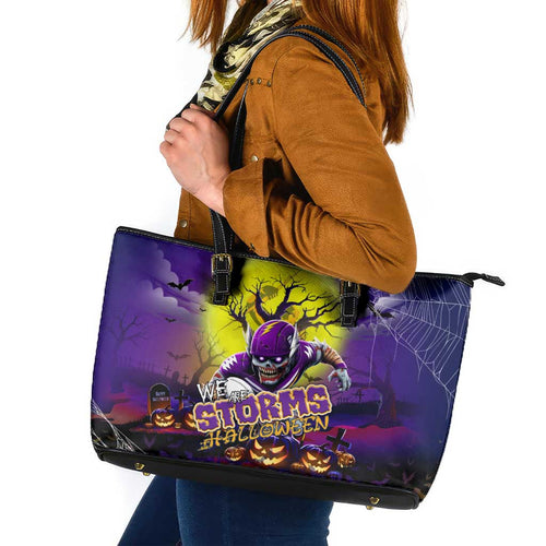 We Are Storm Halloween Leather Tote Bag Pumpkin Scary Spooky Season - Aussie Hoodie