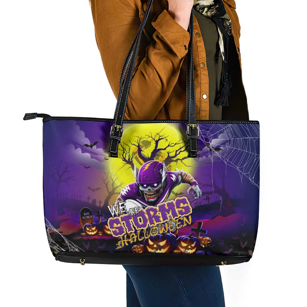 We Are Storm Halloween Leather Tote Bag Pumpkin Scary Spooky Season - Aussie Hoodie