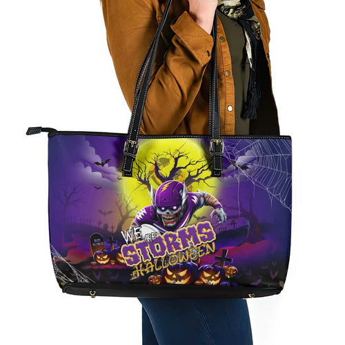 We Are Storm Halloween Leather Tote Bag Pumpkin Scary Spooky Season - Aussie Hoodie