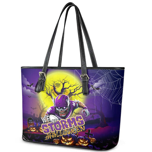 We Are Storm Halloween Leather Tote Bag Pumpkin Scary Spooky Season - Aussie Hoodie