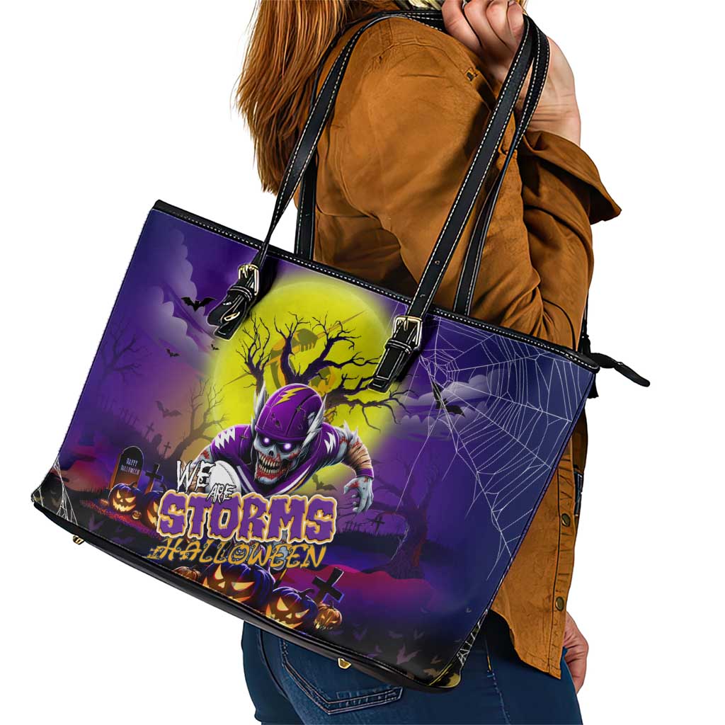 We Are Storm Halloween Leather Tote Bag Pumpkin Scary Spooky Season - Aussie Hoodie