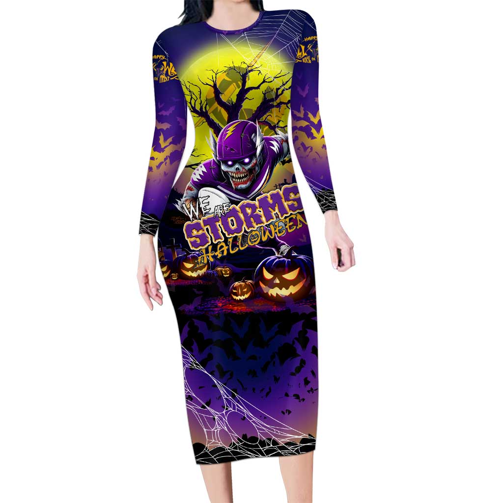 We Are Storm Halloween Long Sleeve Bodycon Dress Pumpkin Scary Spooky Season - Aussie Hoodie