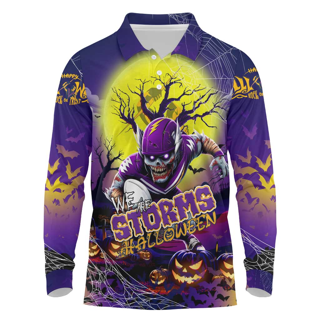 We Are Storm Halloween Long Sleeve Polo Shirt Pumpkin Scary Spooky Season - Aussie Hoodie