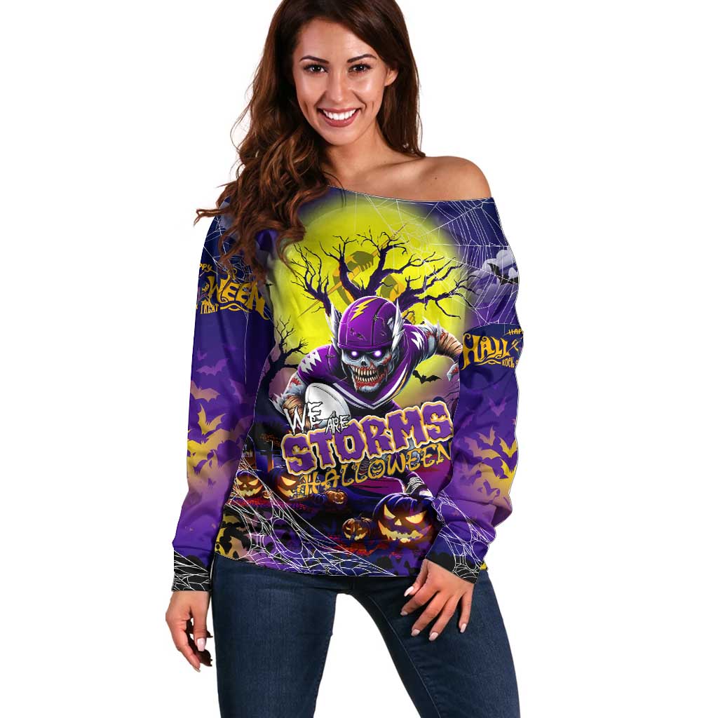 We Are Storm Halloween Off Shoulder Sweater Pumpkin Scary Spooky Season - Aussie Hoodie