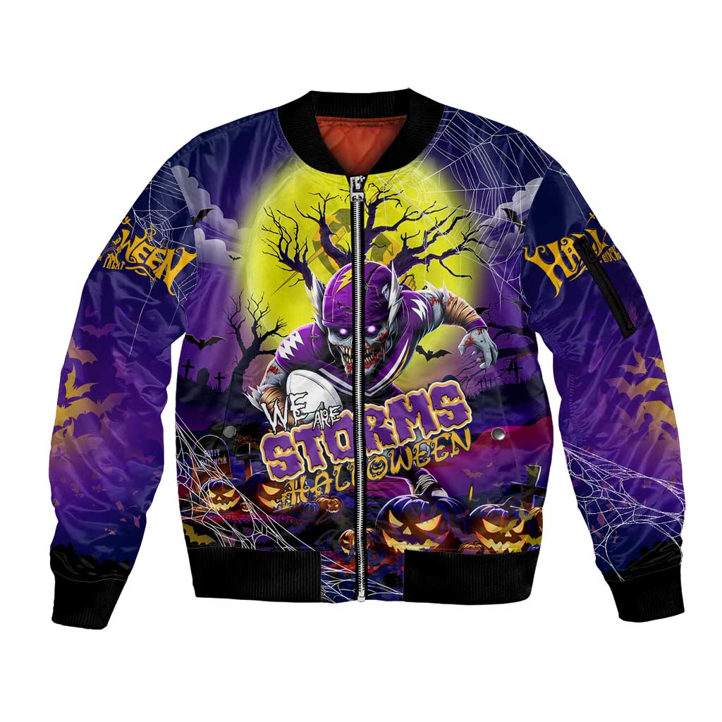 We Are Storm Halloween Sleeve Zip Bomber Jacket Pumpkin Scary Spooky Season - Aussie Hoodie