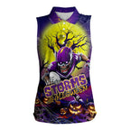 We Are Storm Halloween Women Sleeveless Polo Shirt Pumpkin Scary Spooky Season - Aussie Hoodie