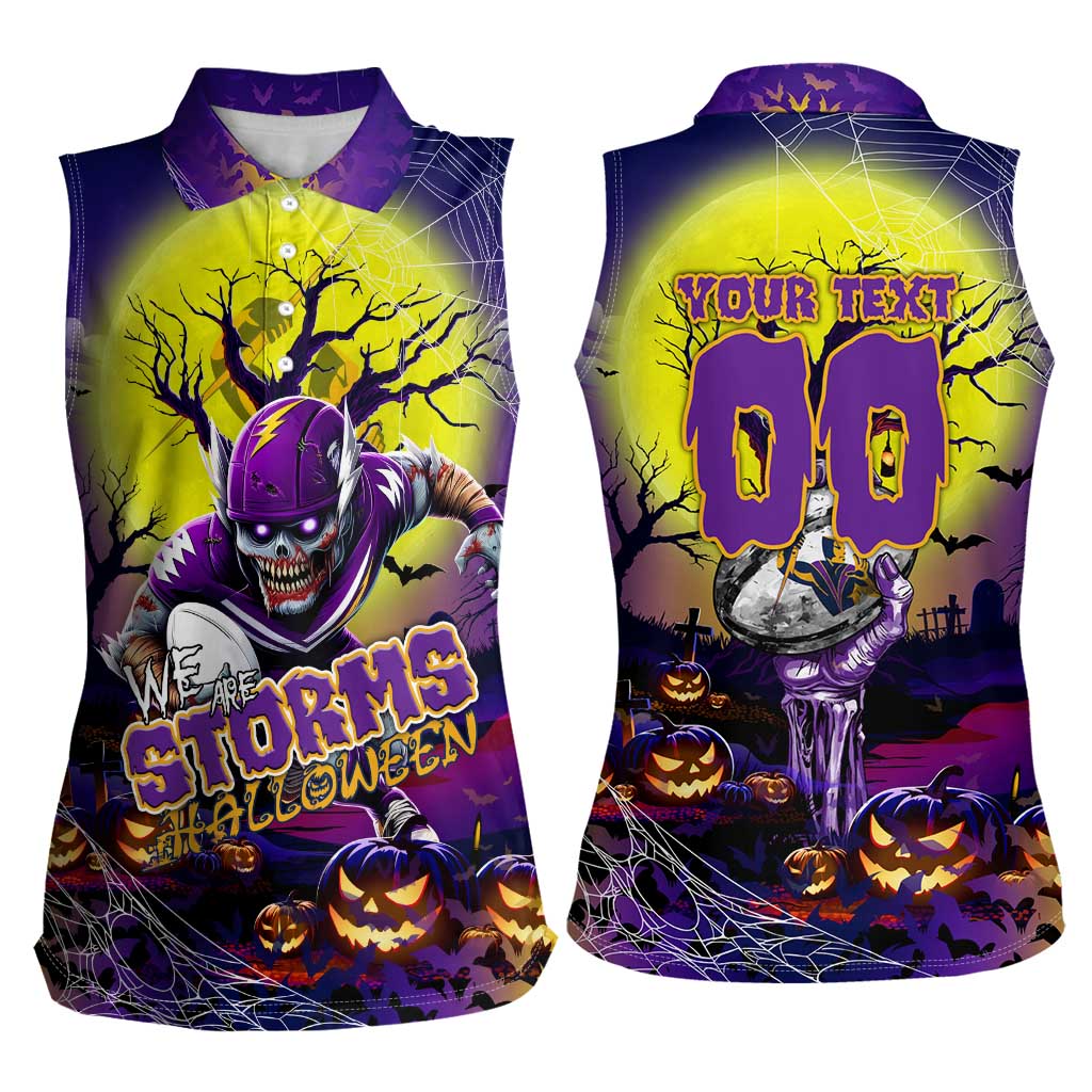 We Are Storm Halloween Women Sleeveless Polo Shirt Pumpkin Scary Spooky Season - Aussie Hoodie