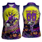 We Are Storm Halloween Women Sleeveless Polo Shirt Pumpkin Scary Spooky Season - Aussie Hoodie