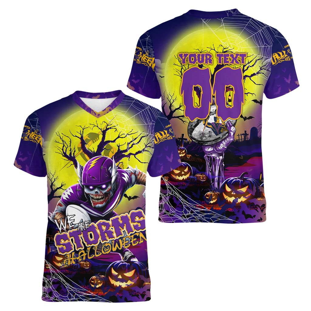 We Are Storm Halloween Women V-Neck T-Shirt Pumpkin Scary Spooky Season - Aussie Hoodie