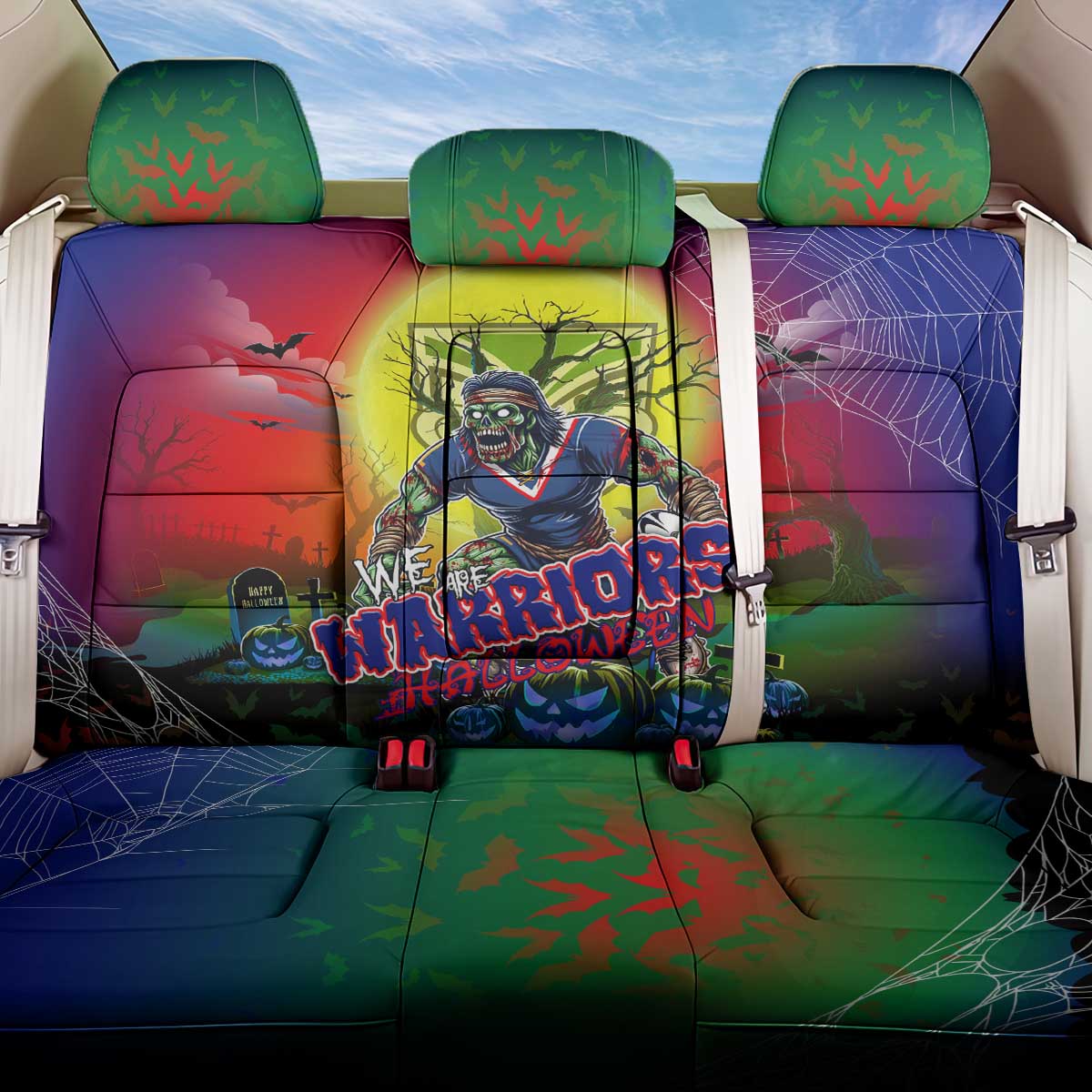 We Are Warriors Halloween Back Car Seat Cover Pumpkin Scary Spooky Season - Aussie Hoodie