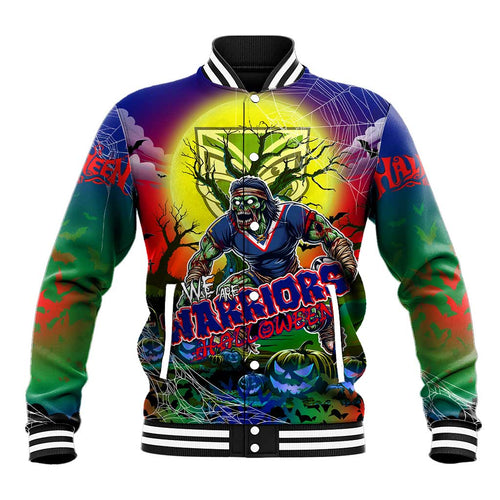 We Are Warriors Halloween Baseball Jacket Pumpkin Scary Spooky Season - Aussie Hoodie
