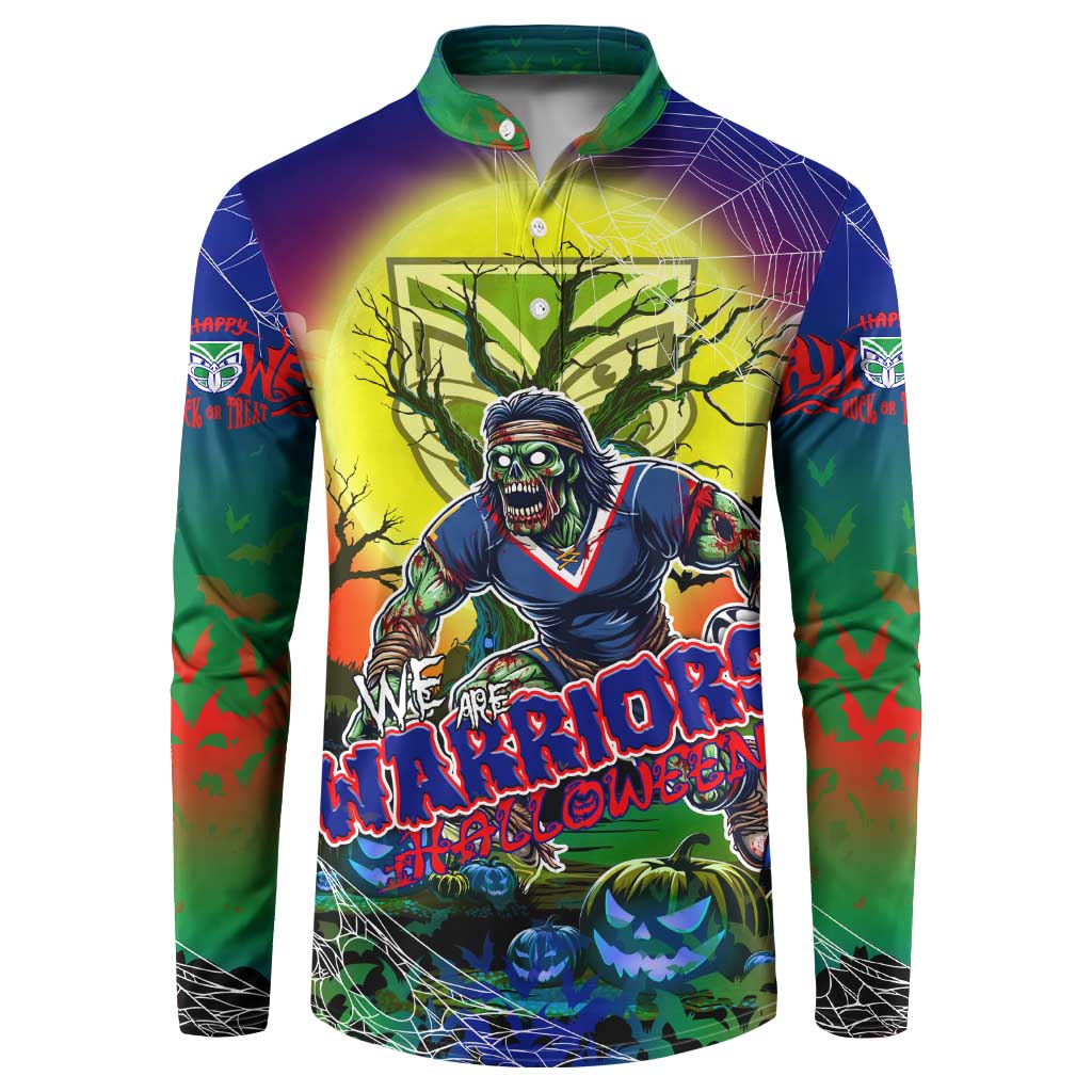 We Are Warriors Halloween Button Sweatshirt Pumpkin Scary Spooky Season - Aussie Hoodie