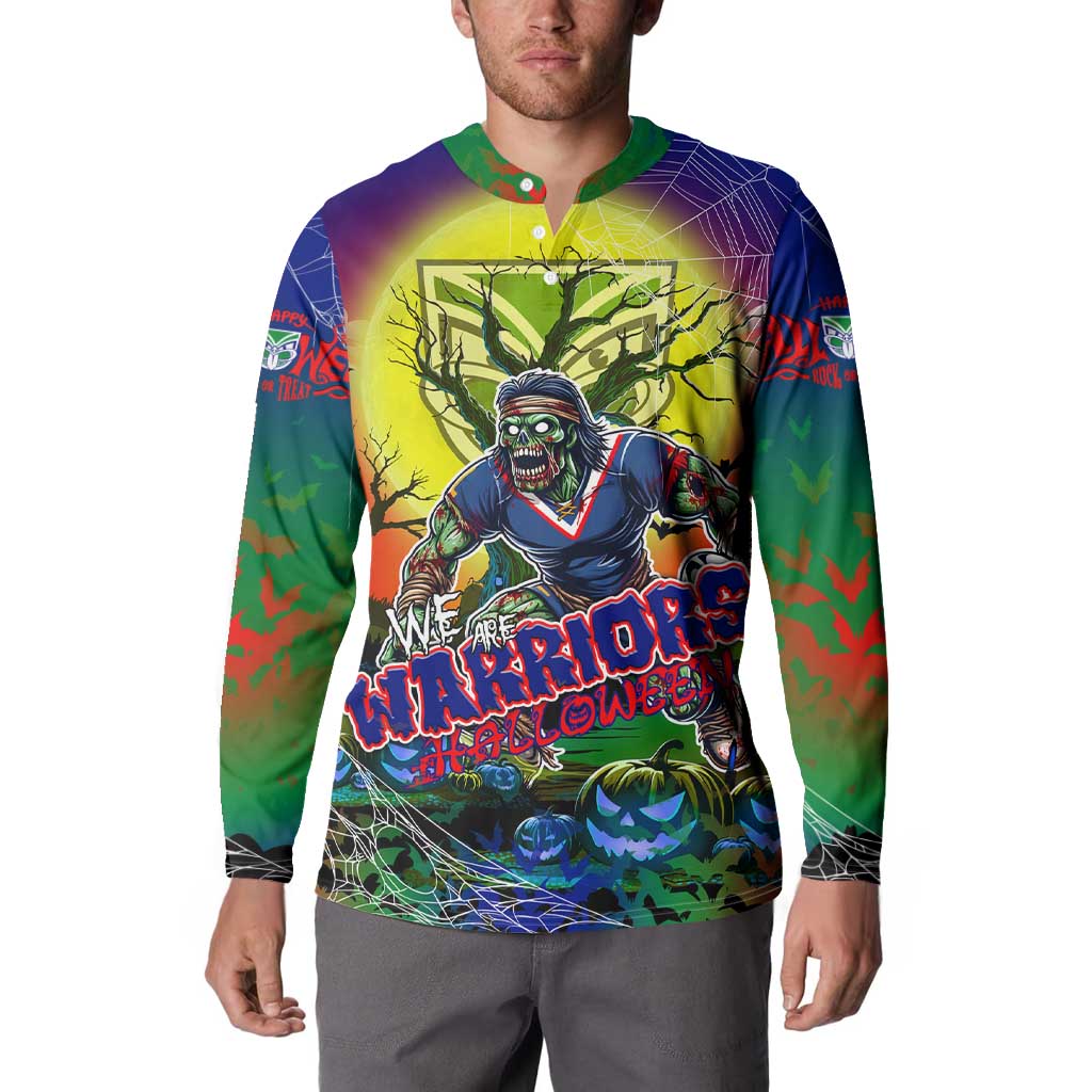 We Are Warriors Halloween Button Sweatshirt Pumpkin Scary Spooky Season - Aussie Hoodie