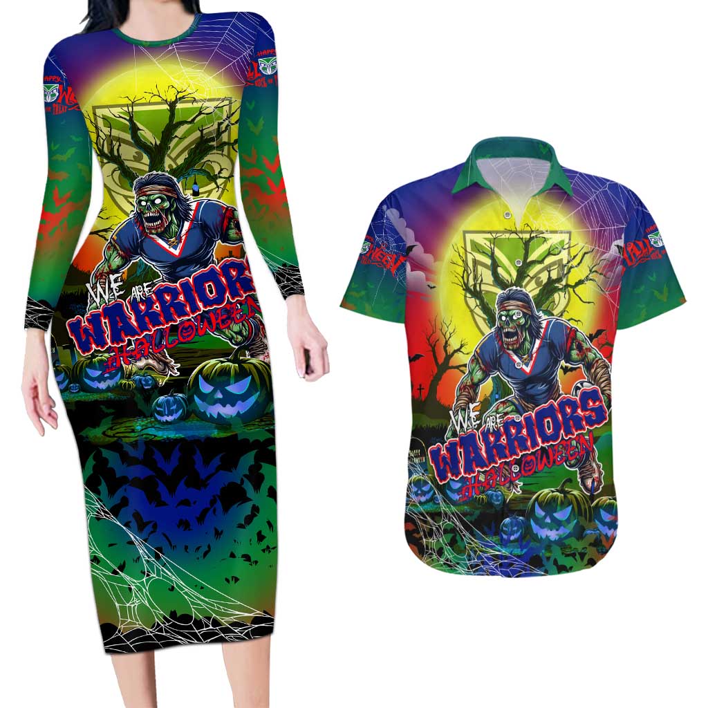 We Are Warriors Halloween Couples Matching Long Sleeve Bodycon Dress and Hawaiian Shirt Pumpkin Scary Spooky Season - Aussie Hoodie