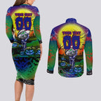 We Are Warriors Halloween Couples Matching Long Sleeve Bodycon Dress and Long Sleeve Button Shirt Pumpkin Scary Spooky Season - Aussie Hoodie
