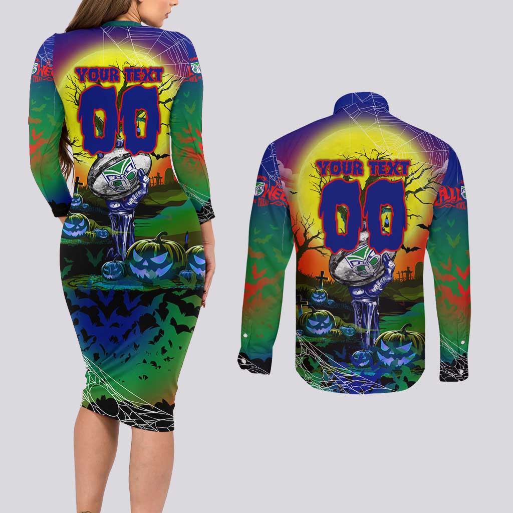 We Are Warriors Halloween Couples Matching Long Sleeve Bodycon Dress and Long Sleeve Button Shirt Pumpkin Scary Spooky Season - Aussie Hoodie