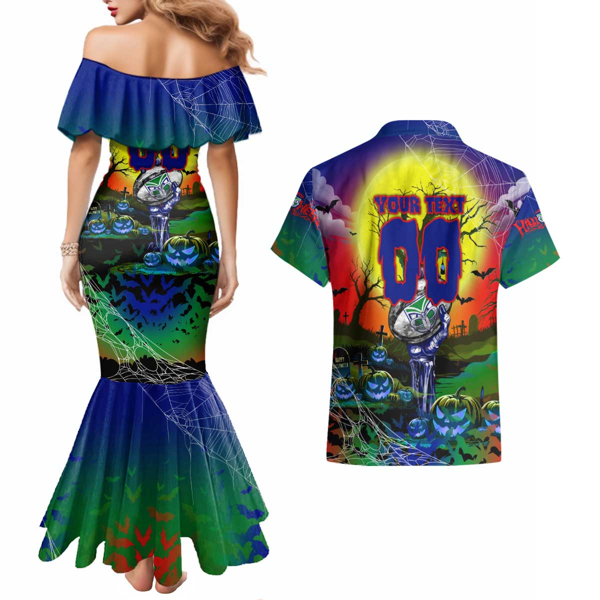 We Are Warriors Halloween Couples Matching Mermaid Dress and Hawaiian Shirt Pumpkin Scary Spooky Season - Aussie Hoodie