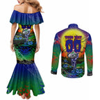 We Are Warriors Halloween Couples Matching Mermaid Dress and Long Sleeve Button Shirt Pumpkin Scary Spooky Season - Aussie Hoodie