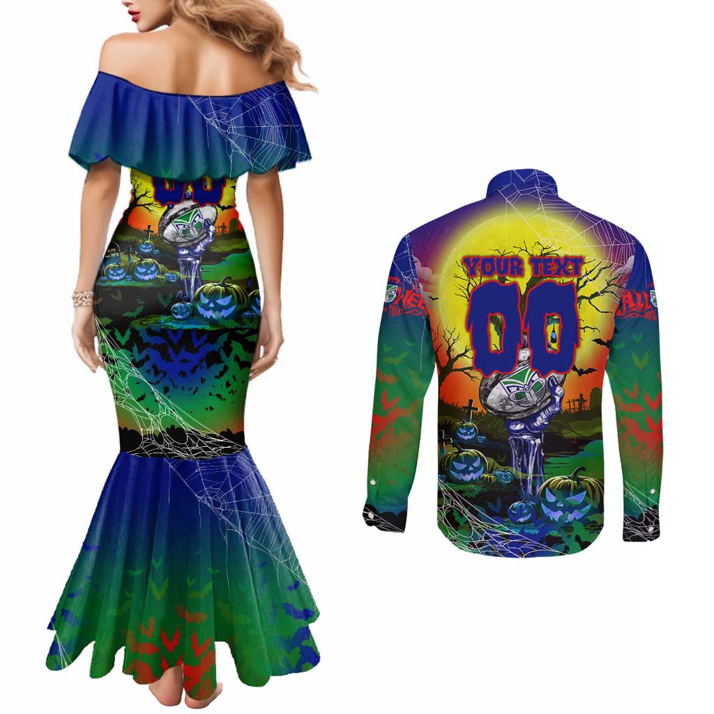 We Are Warriors Halloween Couples Matching Mermaid Dress and Long Sleeve Button Shirt Pumpkin Scary Spooky Season - Aussie Hoodie