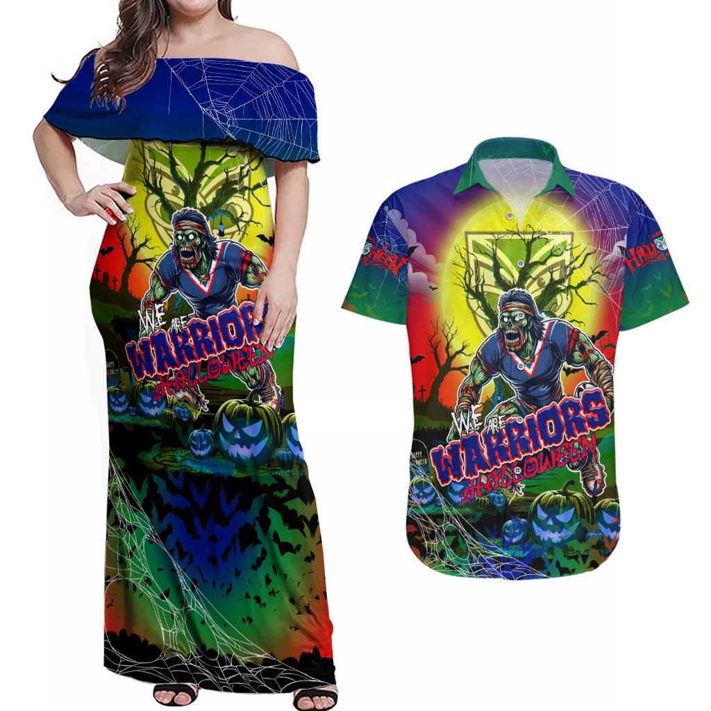 We Are Warriors Halloween Couples Matching Off Shoulder Maxi Dress and Hawaiian Shirt Pumpkin Scary Spooky Season - Aussie Hoodie