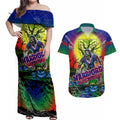 We Are Warriors Halloween Couples Matching Off Shoulder Maxi Dress and Hawaiian Shirt Pumpkin Scary Spooky Season - Aussie Hoodie