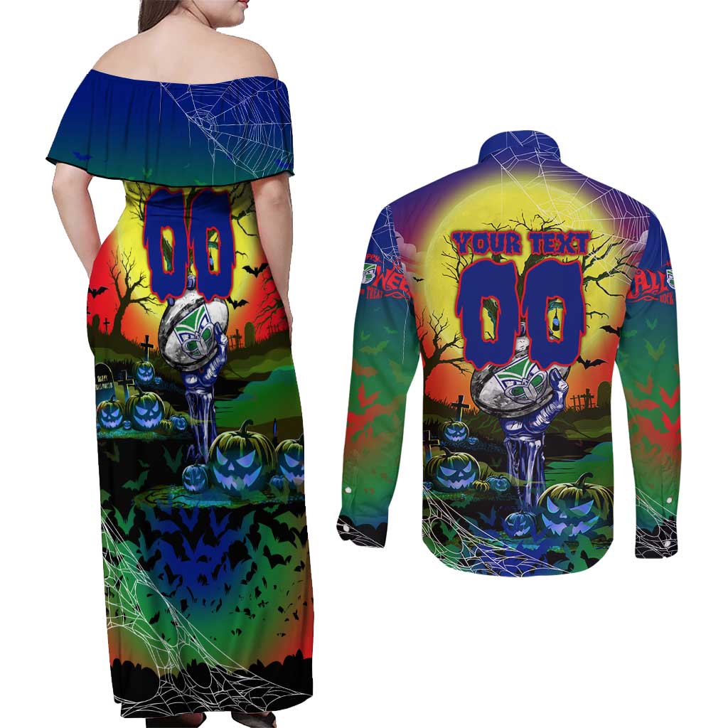 We Are Warriors Halloween Couples Matching Off Shoulder Maxi Dress and Long Sleeve Button Shirt Pumpkin Scary Spooky Season - Aussie Hoodie