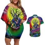 We Are Warriors Halloween Couples Matching Off Shoulder Short Dress and Hawaiian Shirt Pumpkin Scary Spooky Season - Aussie Hoodie