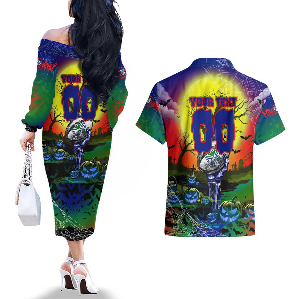 We Are Warriors Halloween Couples Matching Off The Shoulder Long Sleeve Dress and Hawaiian Shirt Pumpkin Scary Spooky Season - Aussie Hoodie