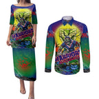 We Are Warriors Halloween Couples Matching Puletasi and Long Sleeve Button Shirt Pumpkin Scary Spooky Season - Aussie Hoodie