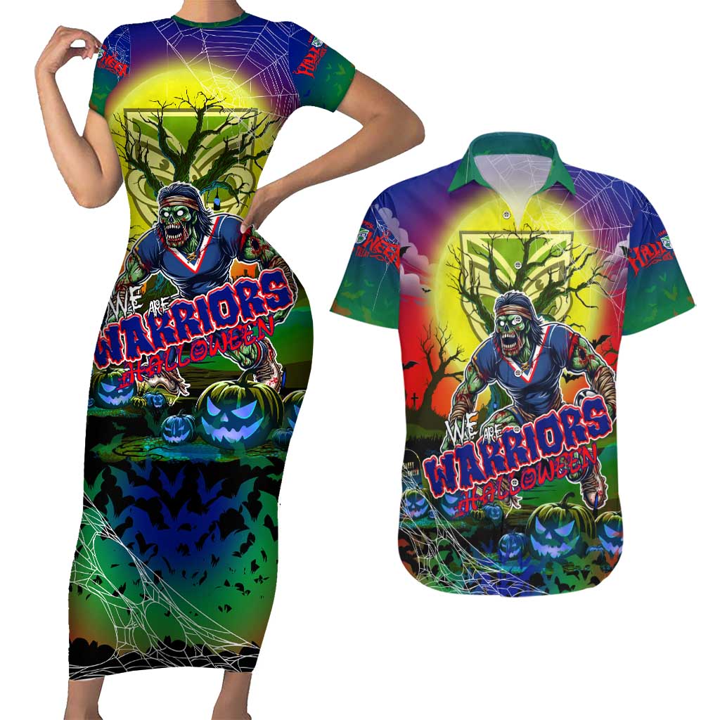 We Are Warriors Halloween Couples Matching Short Sleeve Bodycon Dress and Hawaiian Shirt Pumpkin Scary Spooky Season - Aussie Hoodie