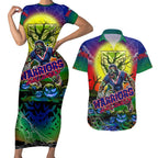We Are Warriors Halloween Couples Matching Short Sleeve Bodycon Dress and Hawaiian Shirt Pumpkin Scary Spooky Season - Aussie Hoodie