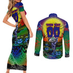 We Are Warriors Halloween Couples Matching Short Sleeve Bodycon Dress and Long Sleeve Button Shirt Pumpkin Scary Spooky Season - Aussie Hoodie