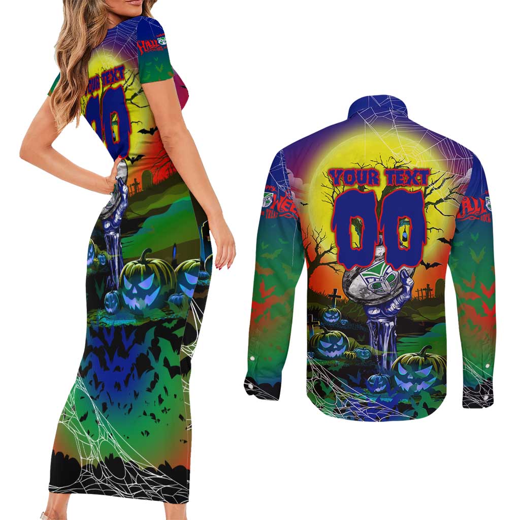 We Are Warriors Halloween Couples Matching Short Sleeve Bodycon Dress and Long Sleeve Button Shirt Pumpkin Scary Spooky Season - Aussie Hoodie