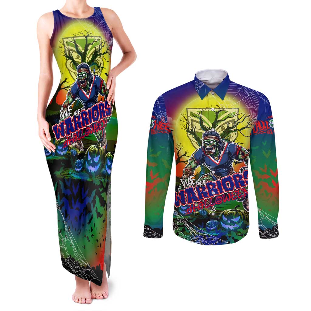 We Are Warriors Halloween Couples Matching Tank Maxi Dress and Long Sleeve Button Shirt Pumpkin Scary Spooky Season - Aussie Hoodie
