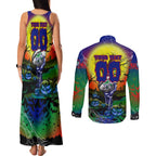 We Are Warriors Halloween Couples Matching Tank Maxi Dress and Long Sleeve Button Shirt Pumpkin Scary Spooky Season - Aussie Hoodie