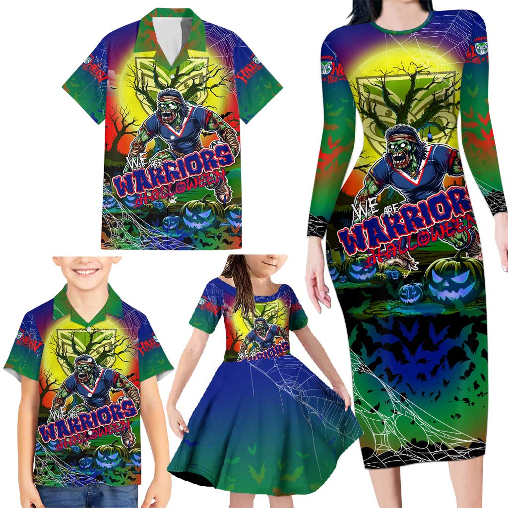 We Are Warriors Halloween Family Matching Long Sleeve Bodycon Dress and Hawaiian Shirt Pumpkin Scary Spooky Season - Aussie Hoodie