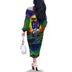 We Are Warriors Halloween Family Matching Off The Shoulder Long Sleeve Dress and Hawaiian Shirt Pumpkin Scary Spooky Season - Aussie Hoodie