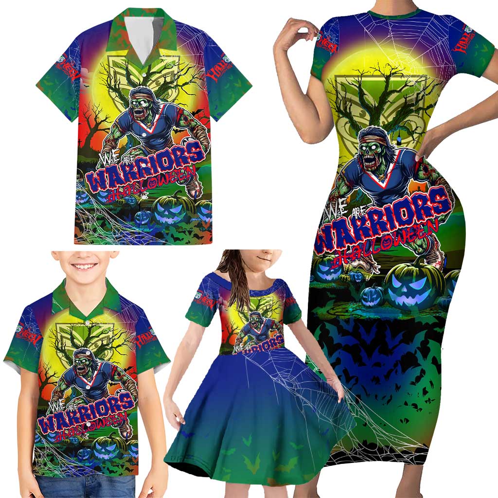 We Are Warriors Halloween Family Matching Short Sleeve Bodycon Dress and Hawaiian Shirt Pumpkin Scary Spooky Season - Aussie Hoodie