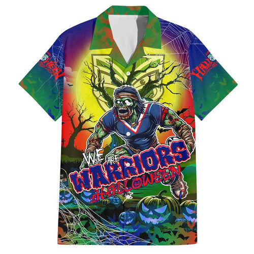 We Are Warriors Halloween Family Matching Short Sleeve Bodycon Dress and Hawaiian Shirt Pumpkin Scary Spooky Season - Aussie Hoodie