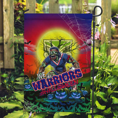 We Are Warriors Halloween Garden Flag Pumpkin Scary Spooky Season - Aussie Hoodie