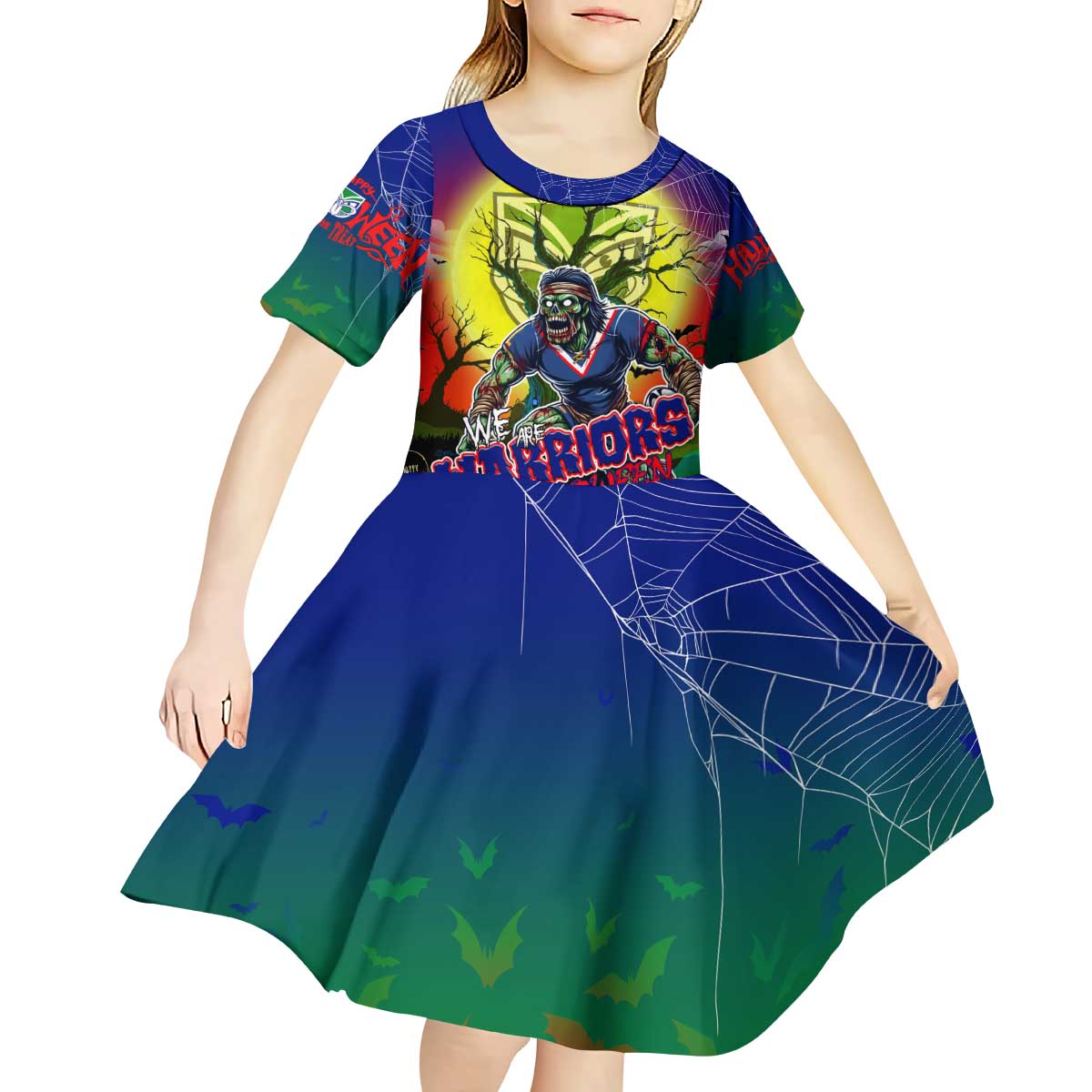We Are Warriors Halloween Kid Short Sleeve Dress Pumpkin Scary Spooky Season - Aussie Hoodie
