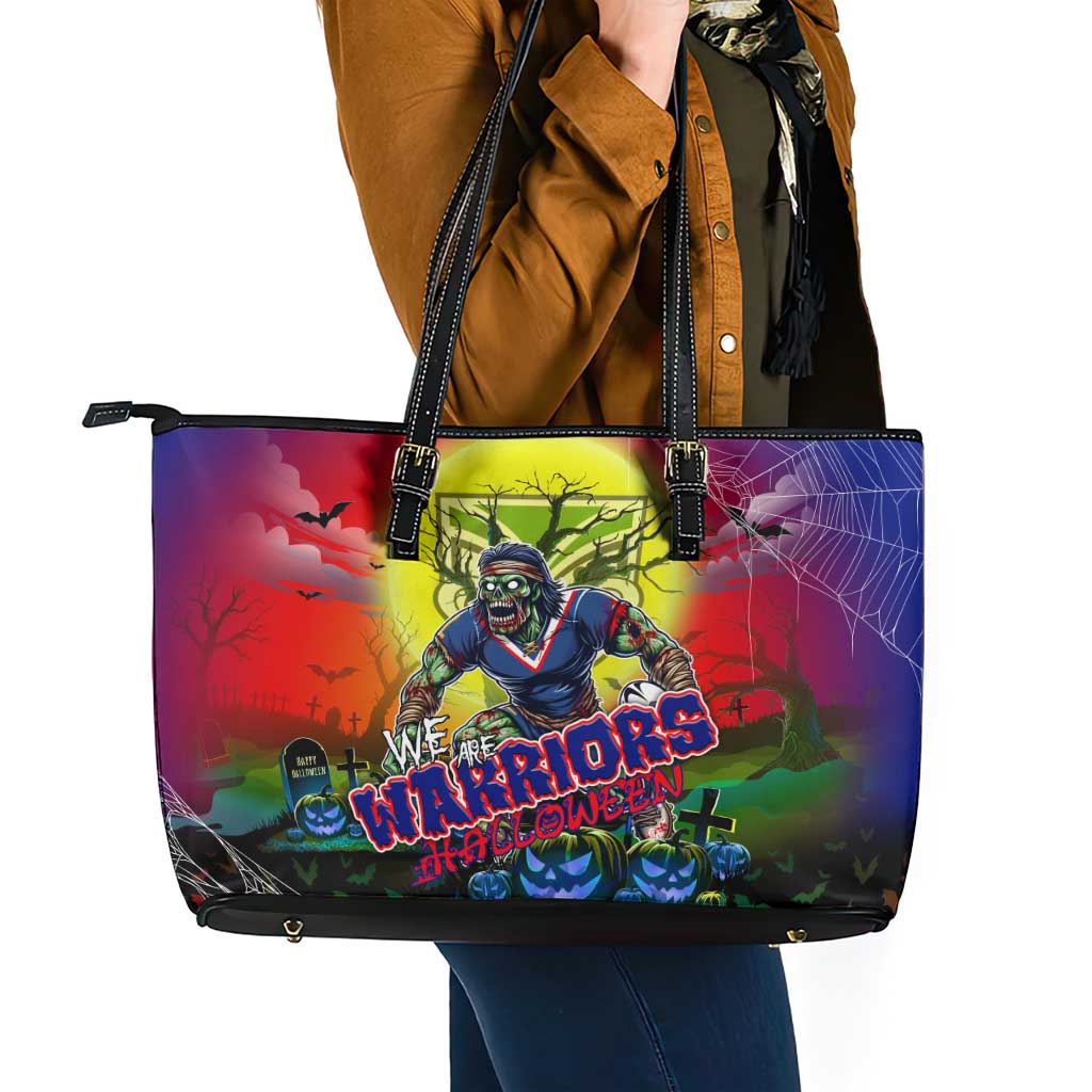We Are Warriors Halloween Leather Tote Bag Pumpkin Scary Spooky Season - Aussie Hoodie